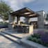 design landscape, backyard, pool, garden, deck, and patio