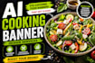 design ai cooking banner for food blog, restaurant and social media
