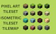 isometric pixel art tileset, tilemap, game assets, environment, 8bit