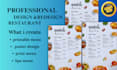 create design redesign printable menu  poster design  print menu