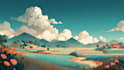 illustrate beautiful flat landscape illustration art