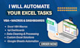 do excel vba, macro, formulas dashboards and spreadsheets automation ,data entry
