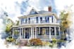 draw a watercolor house painting