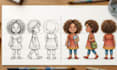 design cute childrens book characters with expression and pose sheet