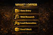 do accurate excel data entry, cleaning, web research, lead generation