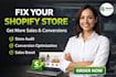 do shopify store audit, conversion optimization and increase sales
