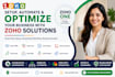 setup and automate zoho CRM, zoho one, zoho books, zoho inventory, zoho people