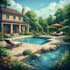 design landscape, terrace, backyard, pool, and patio