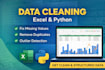 clean and analyze data using excel, python, or pandas