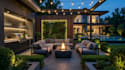 design 3d rendering backyard landscape, patio, pool, garden plan