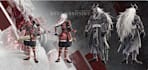 create 2 pose reference sheet indie goofy character, oc game comic illustration