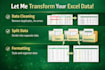 clean, format, merge, split excel data