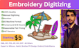 embroidery digitizing in 1 to 4 hours