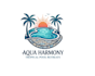 unique modern swimming pool service logo design