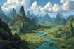 do fantasy background and landscape