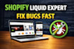 fix shopify liquid code, customize theme, and solve shopify bugs