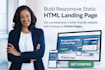 build responsive static website HTML landing page with hosting on github pages