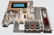 modular 3d floor plan in sketch, luxury indoor design, open concept layout,pools