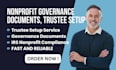 draft nonprofit bylaws, governance documents, trustee setup and irs compliance