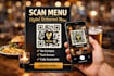 design restaurant qr code menu, digital menu qr, branded scannable qr code