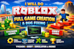 do roblox full game creation, full game development, roblox game, bug fixing