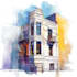 draw house illustration watercolor style