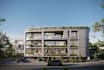 renovate commercial building,office complex visual,metal facade,high end render