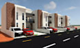 retrofit  duplex townhouse external, brick facade design, housing complex render