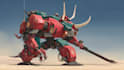 do custom digital 2d anime mecha art illustration
