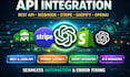 integrate rest API, webhook, stripe, shopify, and openai for your website or app