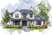 draw a watercolor house painting