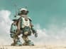 create a unique and detailed robot character illustration