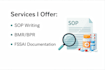 create sop, bmr, bpr and pharma QA documentation