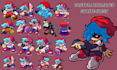 do fnaf animated character sprites, pixel sprites animation, fnf mod, game art