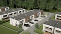 remodel modern residential estate,townhouse development, rooftop building render