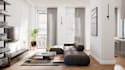 renovate modern apartment interior, basement  design, open concept plan render