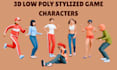 create stylized low poly asset, game characters, rigging, asset pack, 3d props