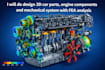 design 3d car parts, engine components and mechanical system with fea analysis