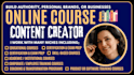 be online course builder, scripts, slides, video materials and website creation