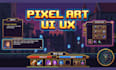 pixel art UI UX, game assets icons, console pixel game, game ui design, props