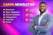 do canva newsletter design, custom newsletter, editable newsletter