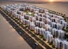 3d housing development site, residential area, amenities, rows apartments render
