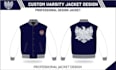 create professional varsity jacket design with 3d mockup