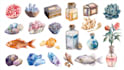 create unique watercolor hand drawn icons and illustrations