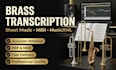 transcribe your brass music into professsional sheet music and midi