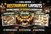 design restaurant layouts, seating charts, VIP sections and floor plans