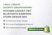 create shopify dropshipping kitchen gadget pet bluetooth earpod store design seo