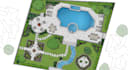 design layout 2d, landscape garden, backyard, pool
