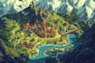 draw fantasy map or ship illustration