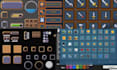 create retro pixel art game UI, gui hud elements bars frames, mana health screen